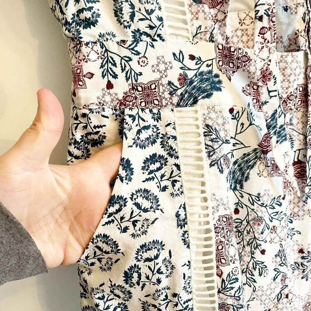 Tularosa Floral Tie Front Cutout  Boho Romper - Medium